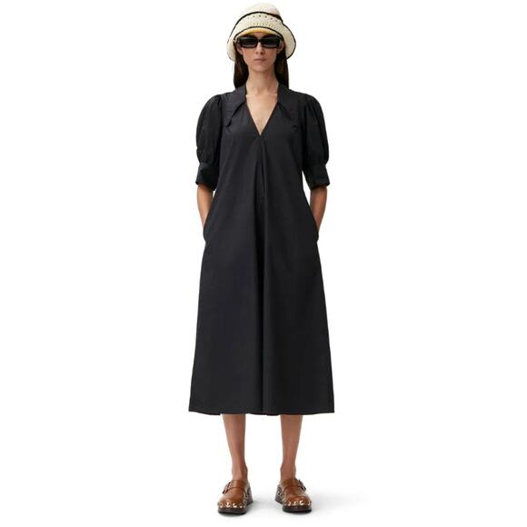 Ganni Black Poplin Midi Dress size 2 - Picture 6 of 6